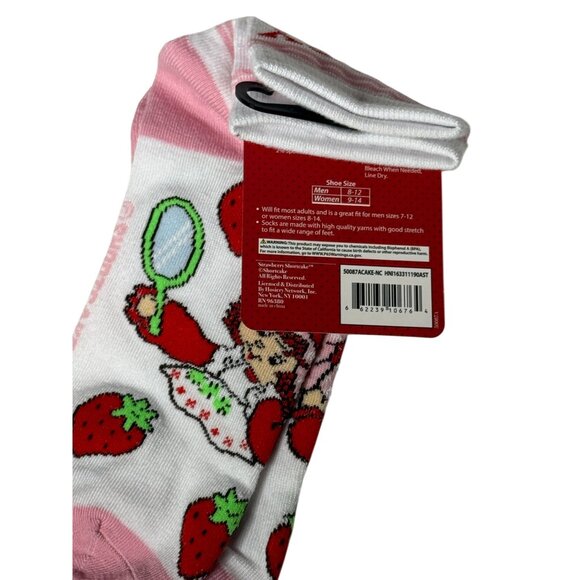 Strawberry Shortcake Berry Cute Socks Pink White Retro Y2K Women’s 9-14 - Picture 3 of 3